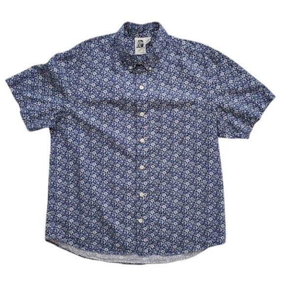 Kennington Blue Bandana Print Short Sleeve Button-Down Cotton Camp Shirt Size XL - Picture 1 of 7